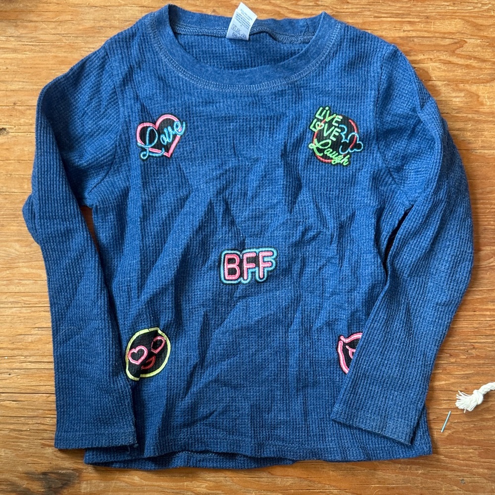 Kids Navy Graphic Long Sleeve Tee